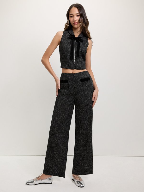 Pomelo Pomelo Tweed Pants - Black
