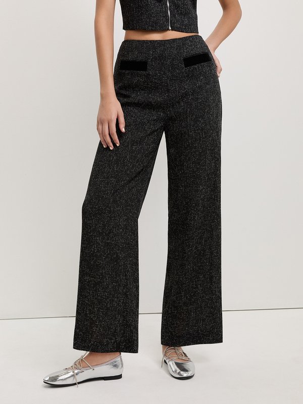 pomelo Pomelo Tweed Pants - Black