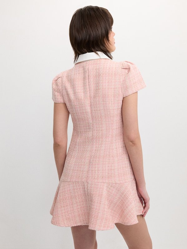 Pomelo Pomelo Tweed Pearl Button Dress - Light Pink