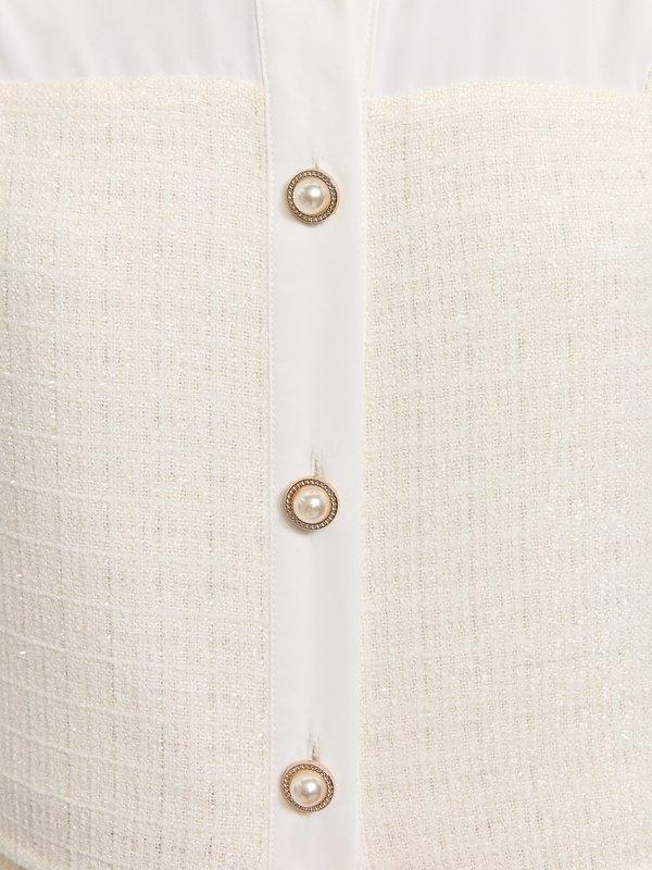 Pomelo Pomelo Tweed Pearl Button Top - Ivory