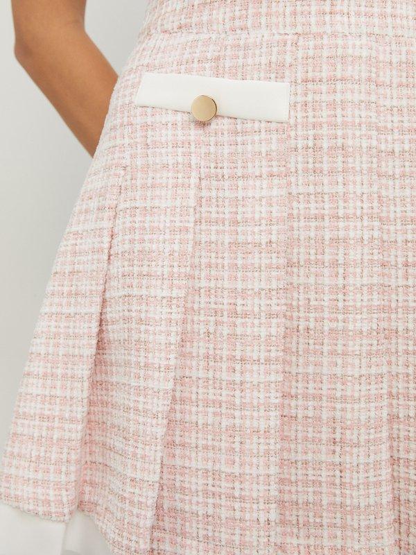 Pomelo Pomelo Tweed Pleated Skirt - Light Pink