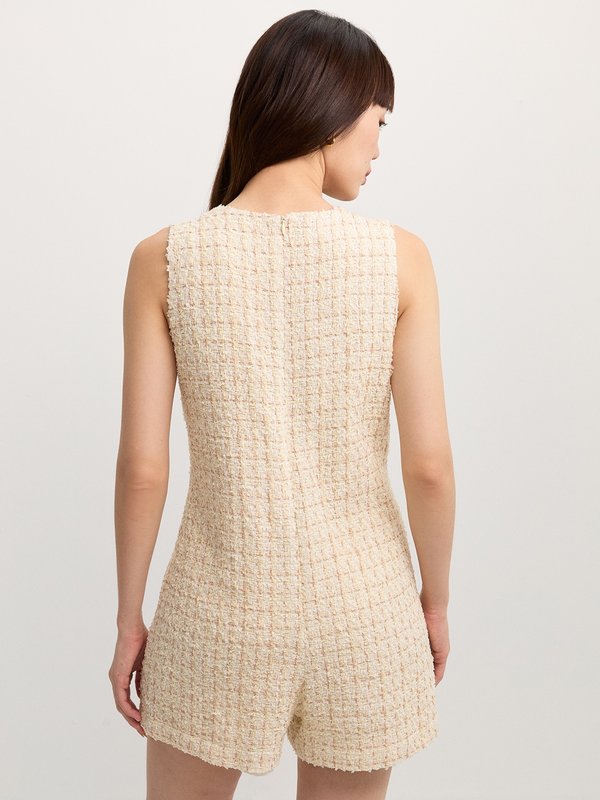 Pomelo Pomelo Tweed Romper - Cream