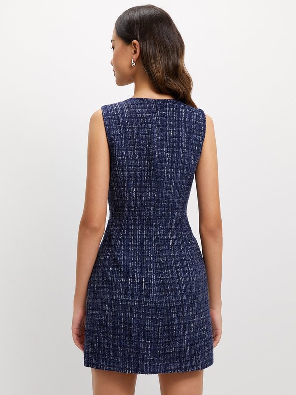 Pomelo Pomelo Tweed Sleeveless Dress - Blue