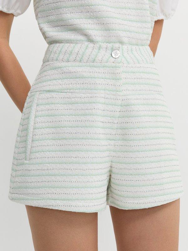 pomelo Pomelo Tweed Stripe Shorts - Light Green
