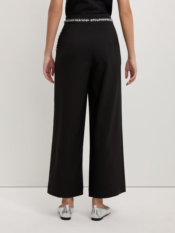Pomelo Pomelo Tweed Trim Pants - Black