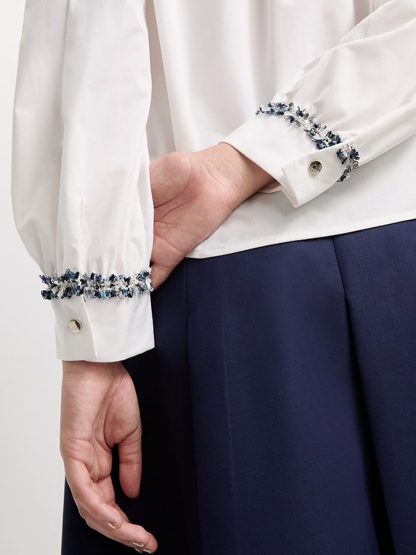 Pomelo Pomelo Tweed Trim Shirt - White