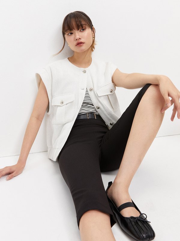 Pomelo Pomelo Tweed Vest - White