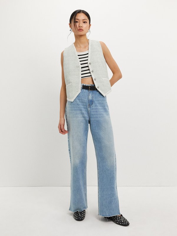 Pomelo Pomelo Tweed Vest With Trim - Green