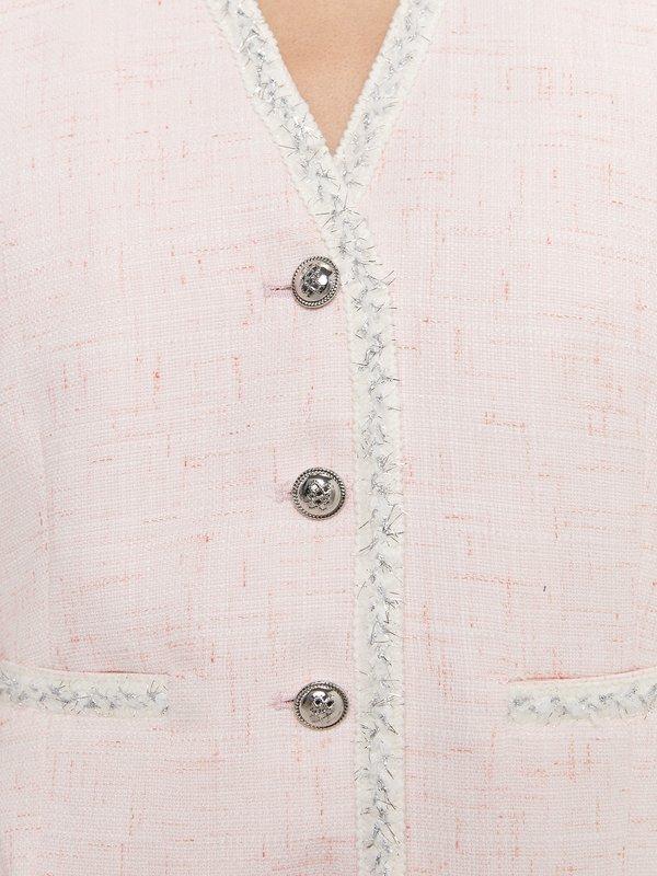 Pomelo Pomelo Tweed Vest With Trim - Pink