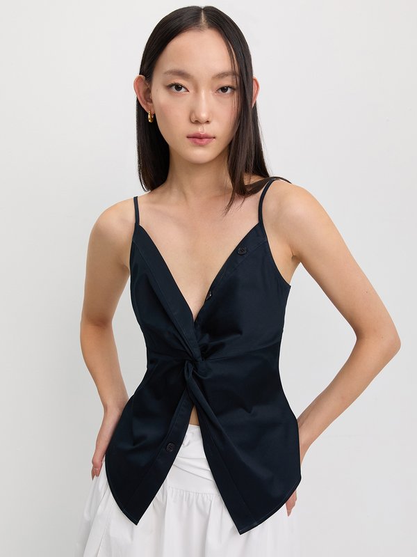 Pomelo Pomelo Twist-Front Button Camisole - Navy