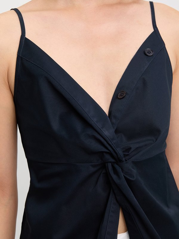 Pomelo Pomelo Twist-Front Button Camisole - Navy