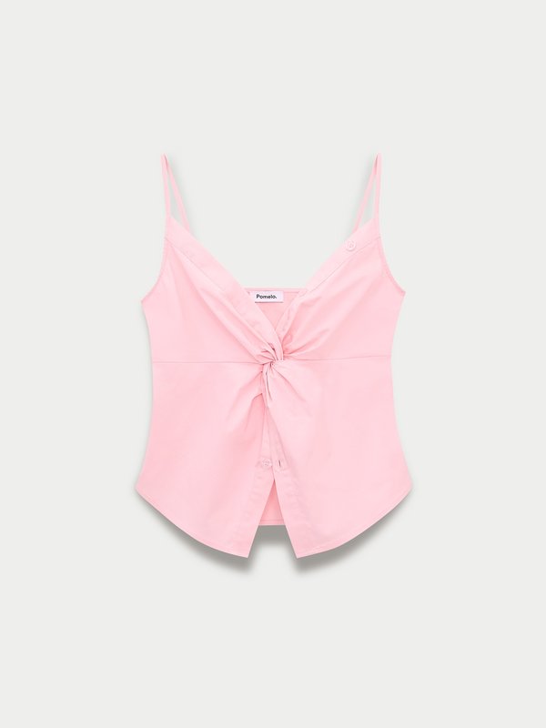 pomelo Pomelo Twist-Front Button Camisole - Pink