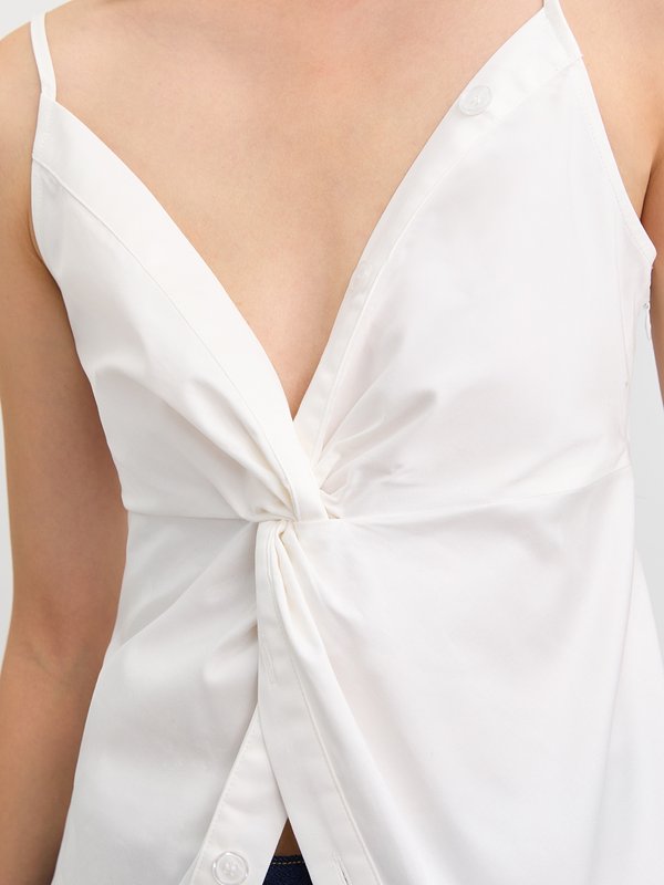 Pomelo Pomelo Twist-Front Button Camisole - White
