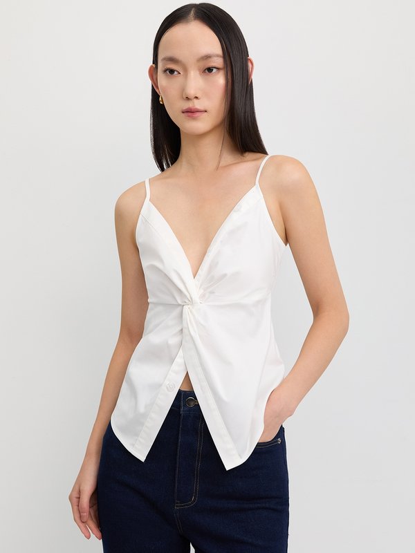 pomelo Pomelo Twist-Front Button Camisole - White