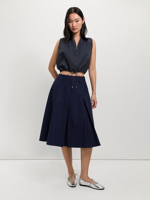 Pomelo Pomelo V-Neck Drawstring Top - Navy