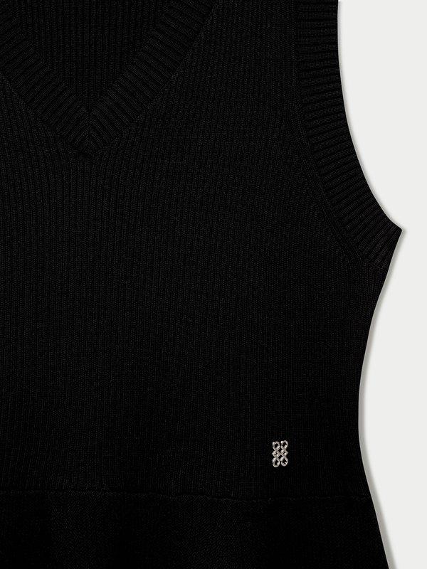 Pomelo Pomelo V-Neck Knit Dress - Black