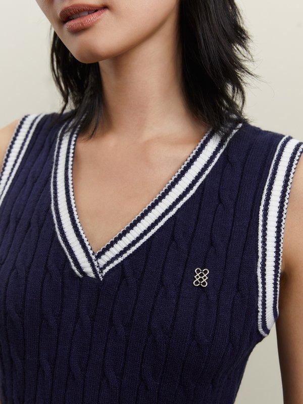 Pomelo Pomelo V-Neck Knit Dress - Navy