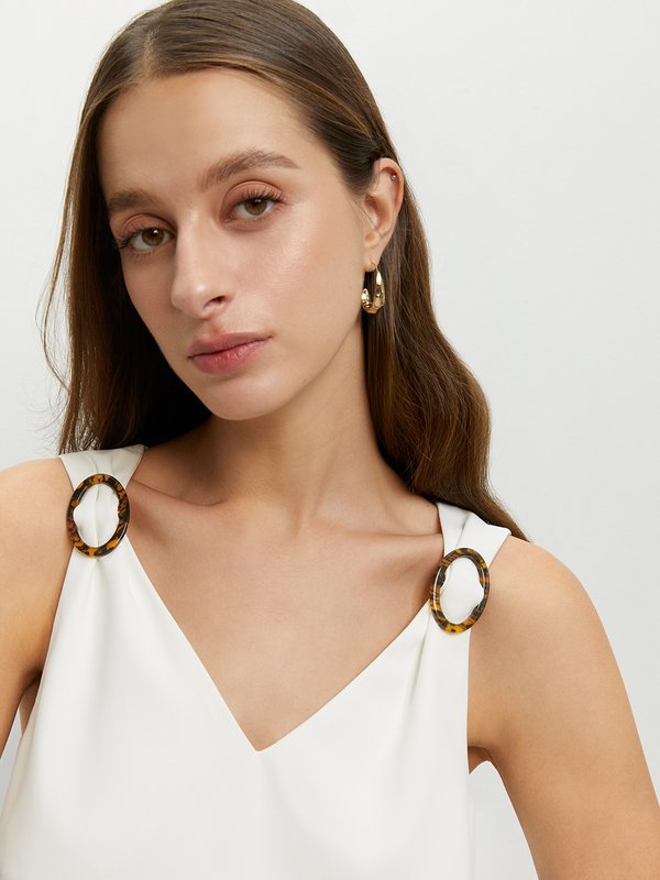 Pomelo Pomelo V-Neck Top - Off-White