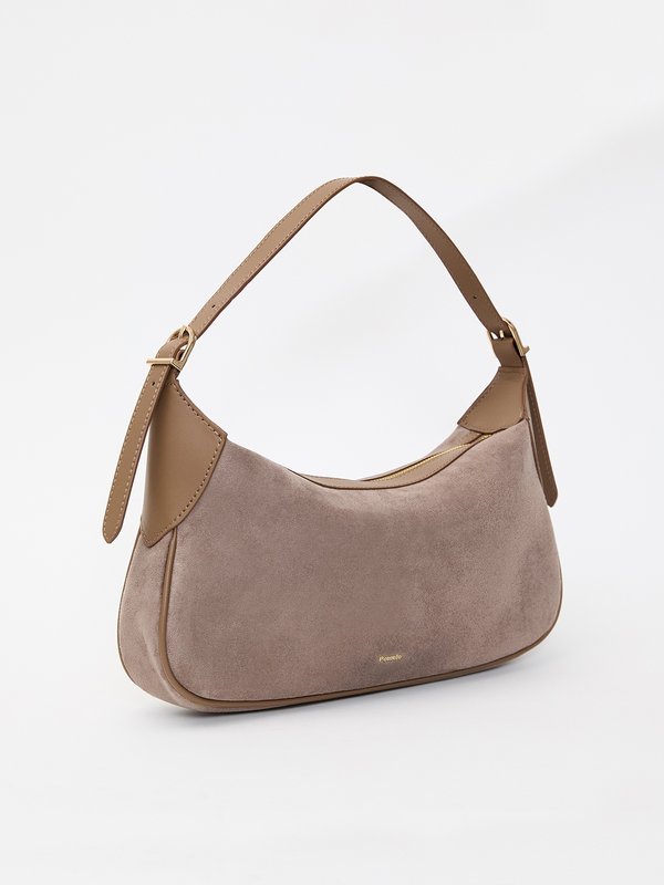 Pomelo Pomelo Velvet Hobo Bag - Dark Brown