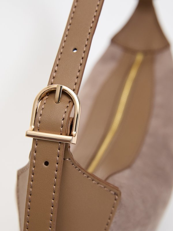 Pomelo Pomelo Velvet Hobo Bag - Dark Brown