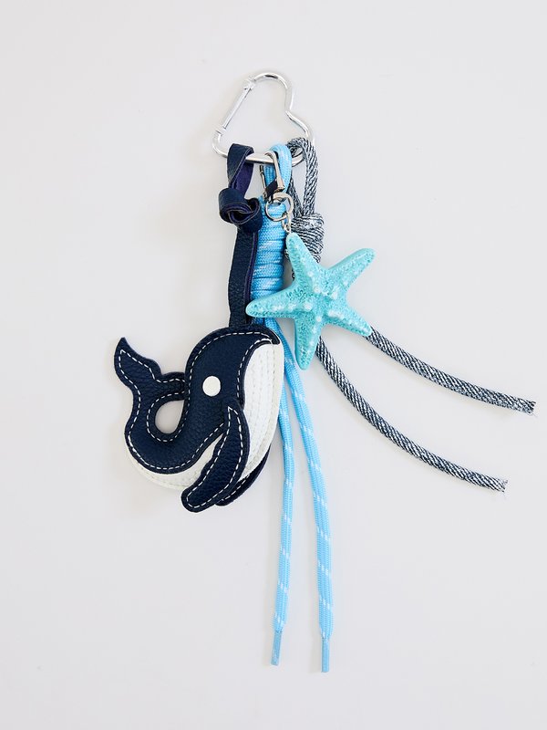 pomelo Pomelo Whale & Starfish Keyring - Navy Blue