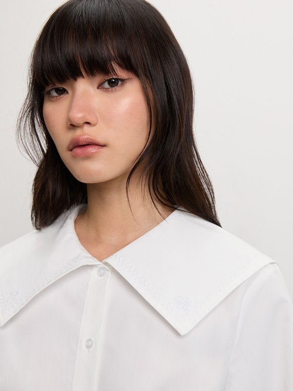 Pomelo Pomelo Wide Collar Blouse - White