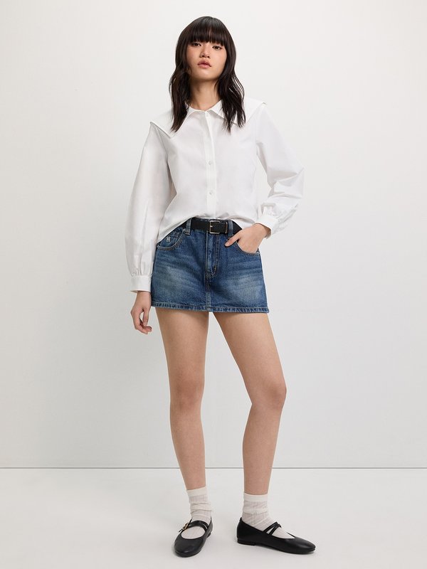 Pomelo Pomelo Wide Collar Blouse - White