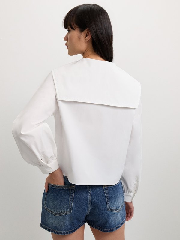 Pomelo Pomelo Wide Collar Blouse - White
