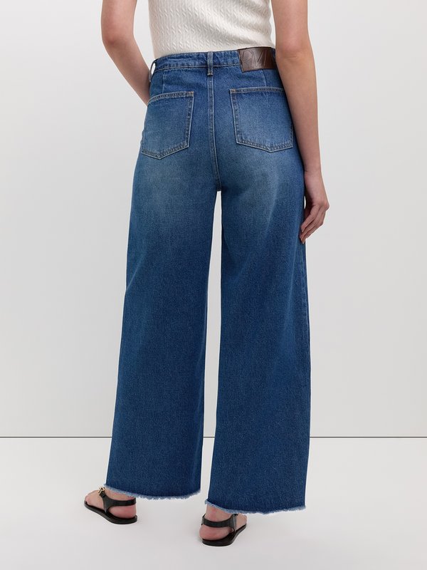 Pomelo Pomelo Wide Leg Cropped Jeans - Blue
