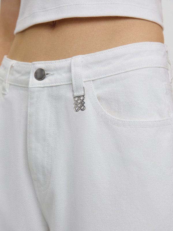 Pomelo Pomelo Wide-Leg Denim Trousers - White