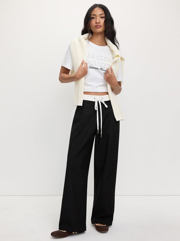 Pomelo Pomelo Wide-Leg Drawstring Trousers - Black