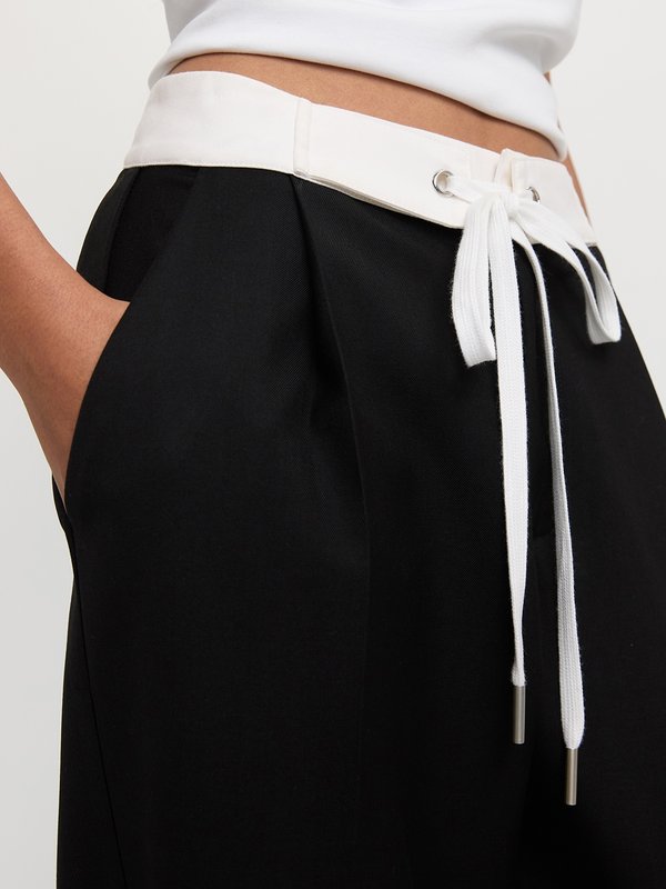 Pomelo Pomelo Wide-Leg Drawstring Trousers - Black