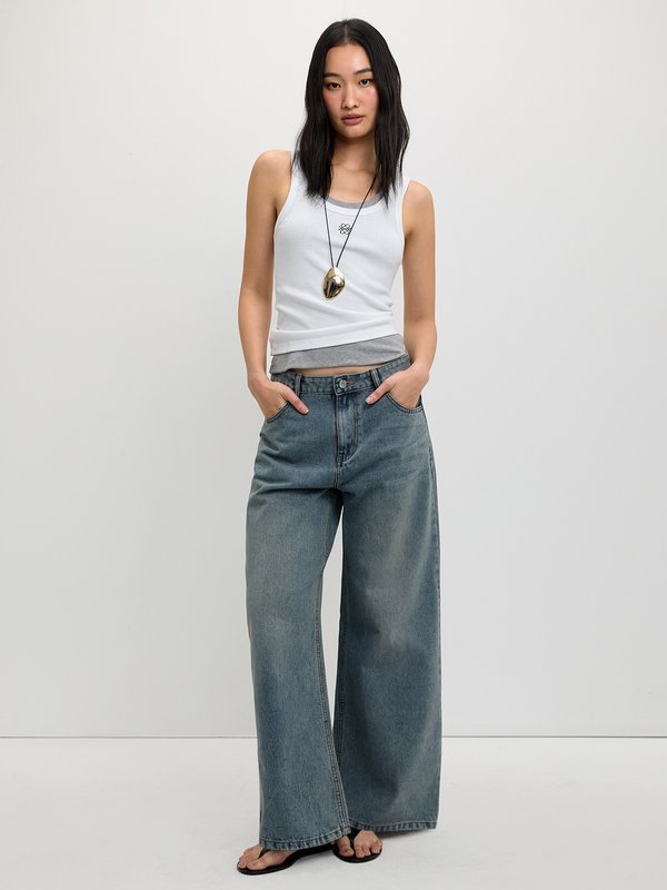 Pomelo Pomelo Wide Leg Jeans - Blue