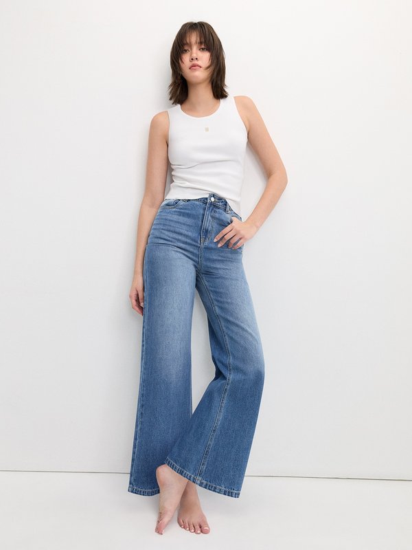 Pomelo Pomelo Wide Leg Jeans - Blue