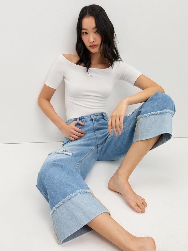 pomelo Pomelo Wide Leg Jeans - Blue