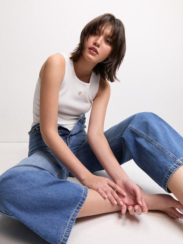 Pomelo Pomelo Wide Leg Jeans - Blue