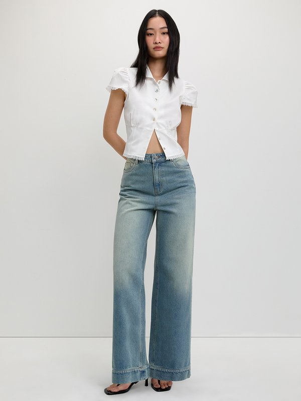 Pomelo Pomelo Wide Leg Jeans - Blue