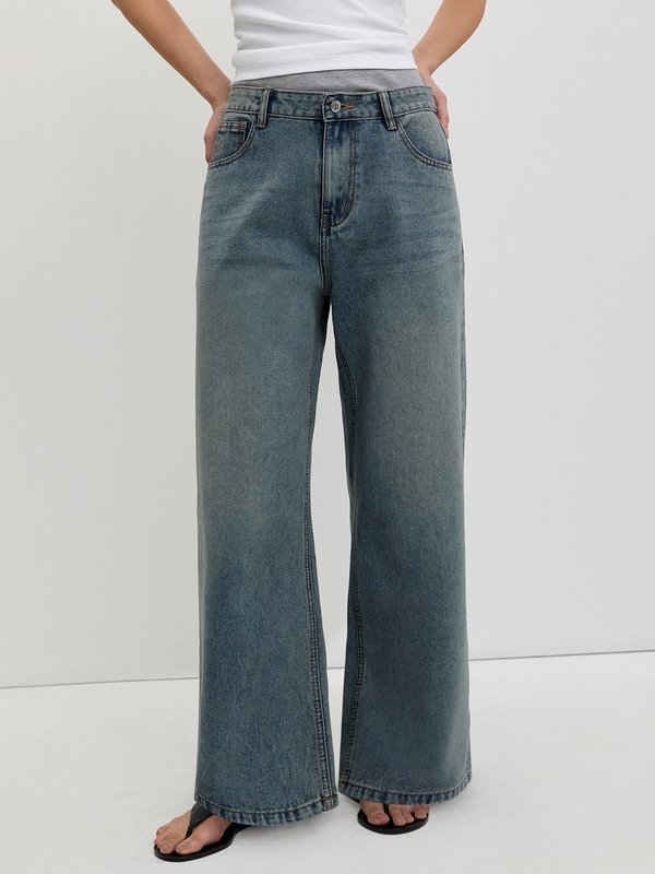Pomelo Pomelo Wide Leg Jeans - Blue