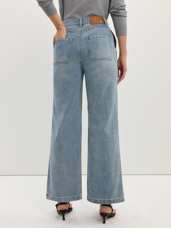 Pomelo Pomelo Wide Leg Jeans - Light Blue