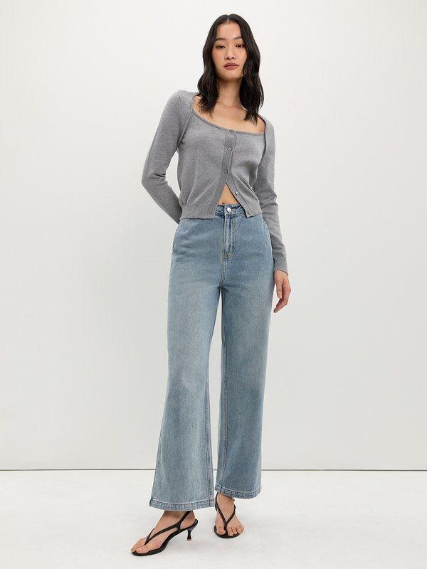 Pomelo Pomelo Wide Leg Jeans - Light Blue