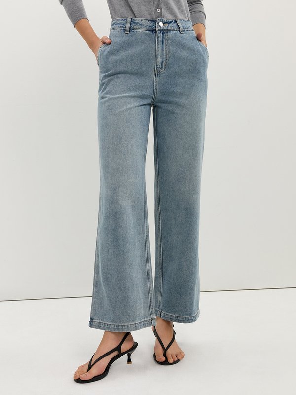 pomelo Pomelo Wide Leg Jeans - Light Blue
