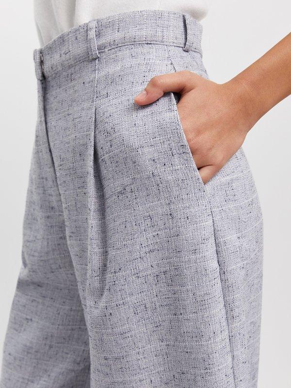 Pomelo Pomelo Wide Leg Pleated Pants - Grey