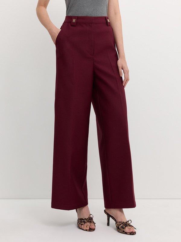pomelo Pomelo Wide Leg Trousers - Burgundy