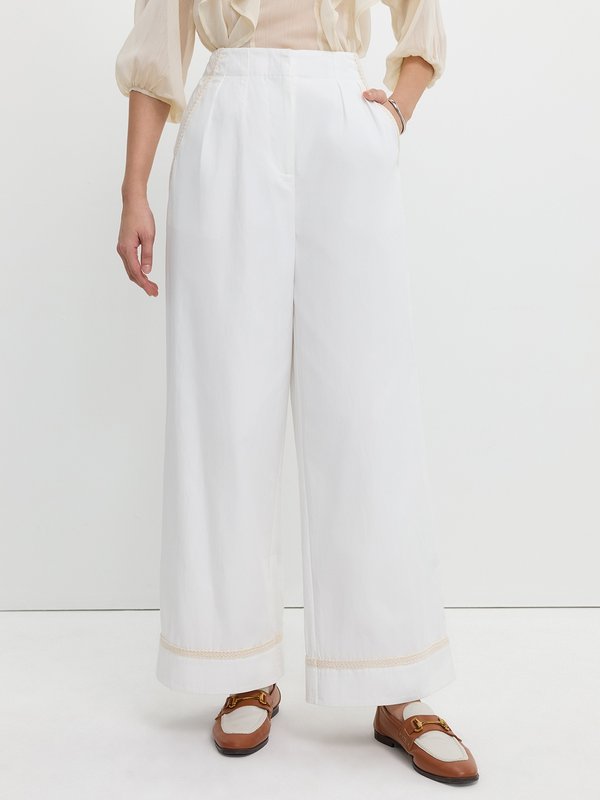 pomelo Pomelo Wide Leg Trousers - Ivory