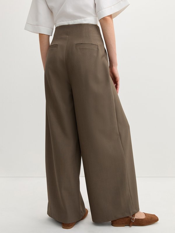 Pomelo Pomelo Wide Leg Trousers - Taupe