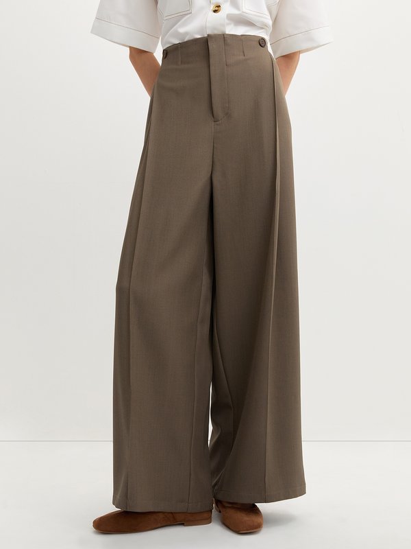 pomelo Pomelo Wide Leg Trousers - Taupe