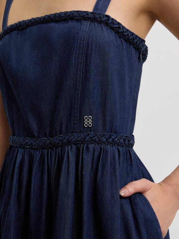 Pomelo Pomelo Woven Trim Dress - Dark Blue