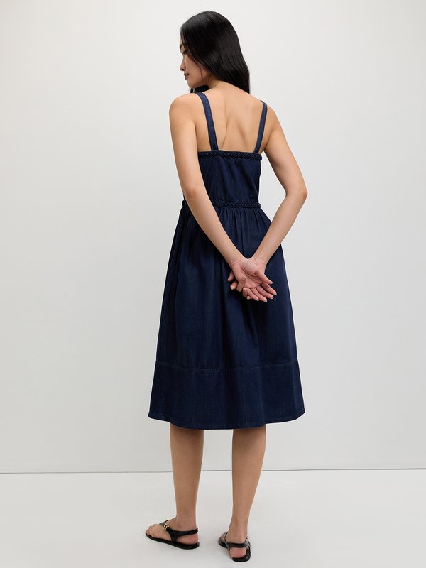 Pomelo Pomelo Woven Trim Dress - Dark Blue