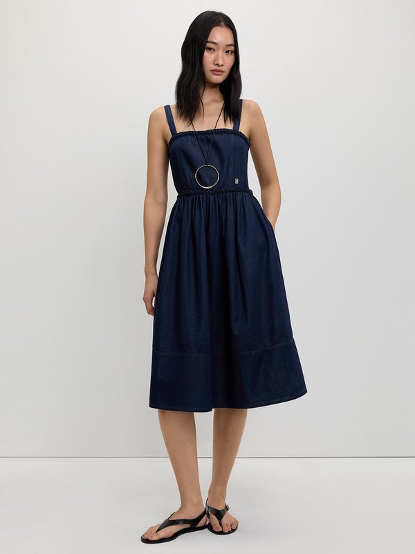 pomelo Pomelo Woven Trim Dress - Dark Blue