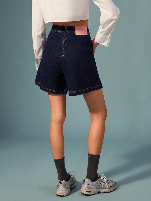 Pomelo Pomelo Wrap Denim Skorts - Dark Blue